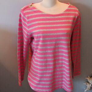 Talbots striped shoulder zip sweatshirt  EUC